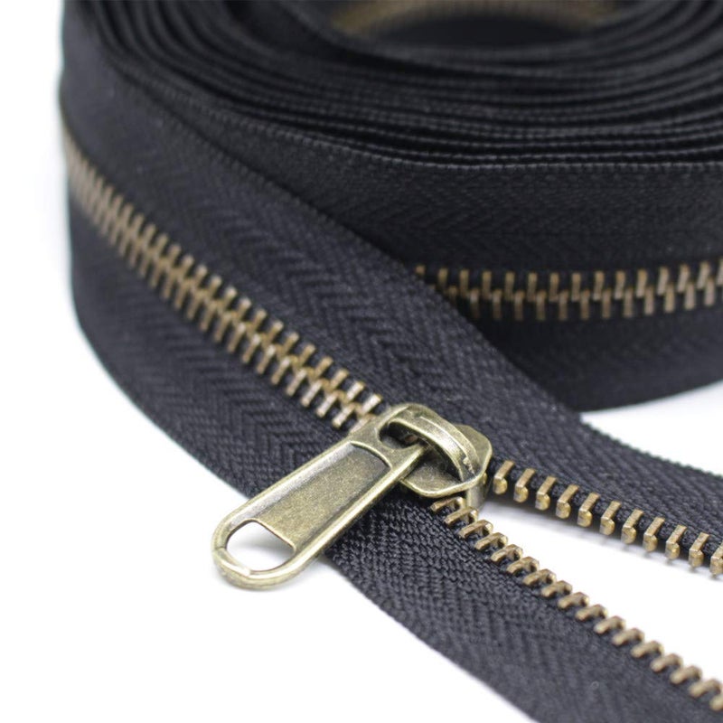 YaHoGa #5 Metal Zippers by The Yard Bulk 4 Yards + 10 pcs Sliders for Bags DIY Sewing Tailor Crafts (Anti-Brass Teeth) - Image 2